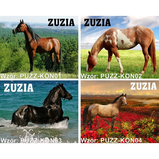 Puzzle A3 A4 KONIE Personalizowane z Dowolnym Napisem Imieniem Dużo Wzorów